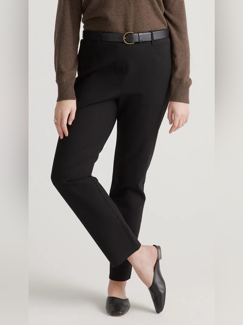 Quince Ultra-Stretch Ponte Straight Leg Pants in black NWT